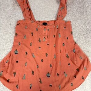 Coral colors Cactus Patterned Women's Top